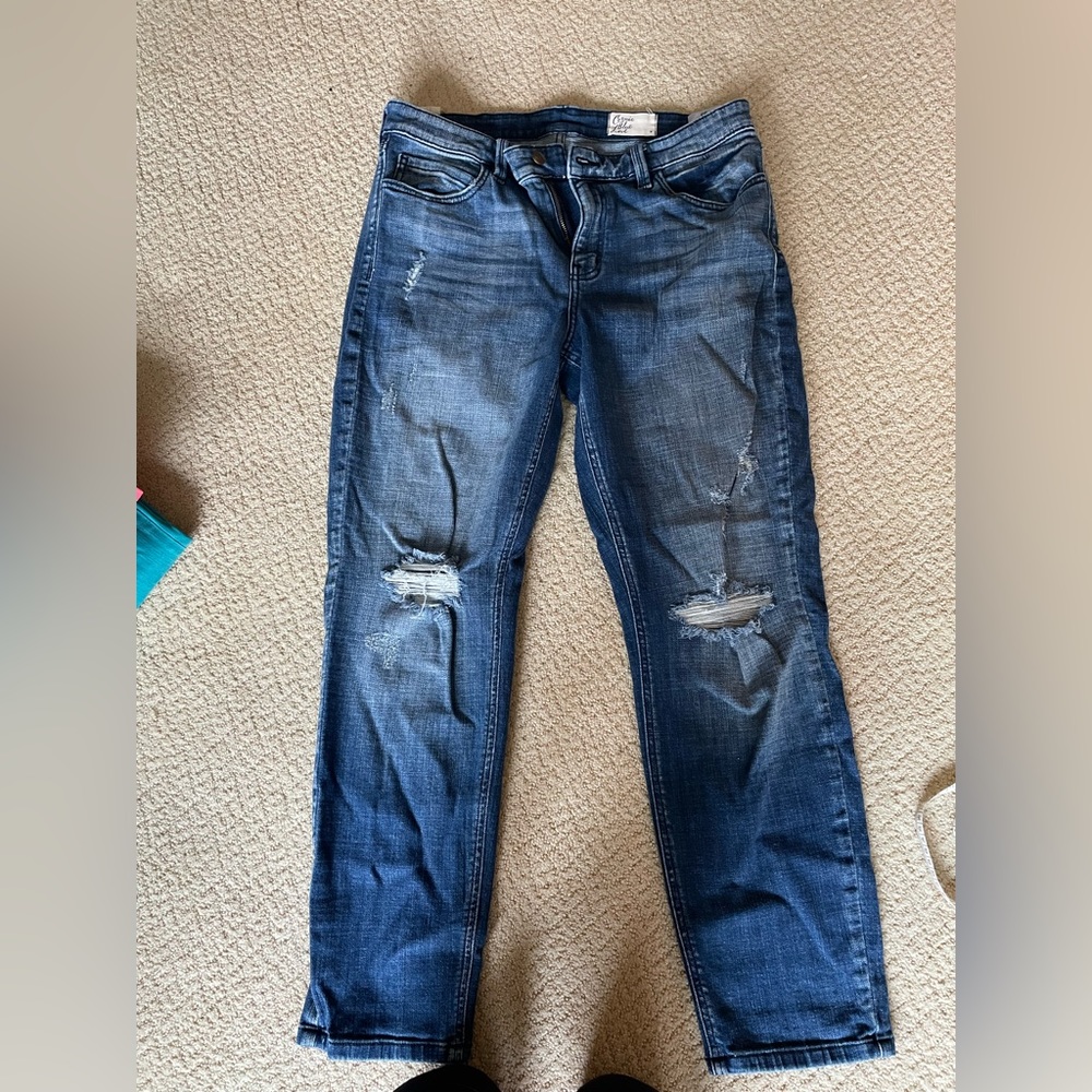 Cosmic blue love ripped skinny jean